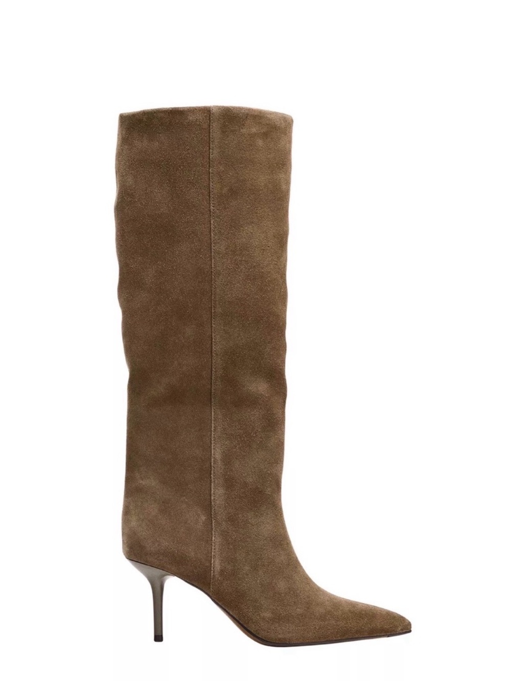 Zara Tall Suede Pointed-Toe Over-the-Knee Boot - Brown